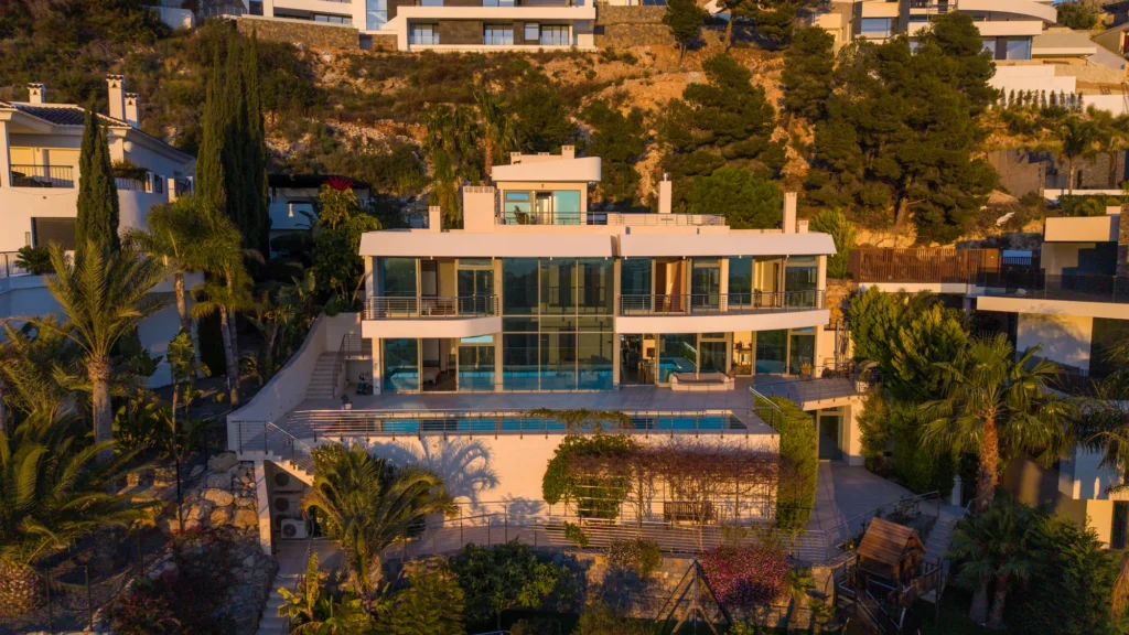 Aerial drone view of Costa Blanca property